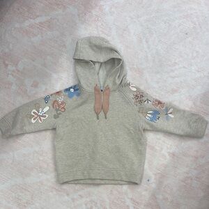 Mayoral Gray and Blue Floral Embroidered Hoodie